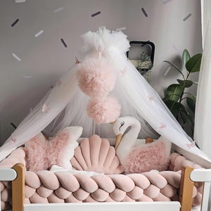 Bedhemel voor meisjes, babybedhemelgordijnen met vlinders (GEEN KUSSENS)
