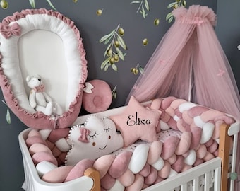 Blush rose bed canopy with butterfly, Hanging crib canopy, baldachin play, Princess girls crib curtains Tent Baby room nursery decor