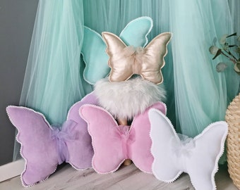Schmetterlingskissen. Baby-Prinzessin-Kinderzimmer-Dekoration. Kinderzimmerdekoration. Geschenk zur Babyparty. Schwangerschaftsgeschenk. Dekoratives Dekokissen Junge Mädchen
