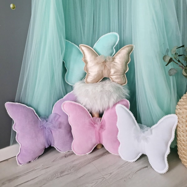 Butterfly pillow. Baby princess nursery decor. Kids room decor. Baby shower gift. Pregnancy gift. Decorative throw Pillow boy girl