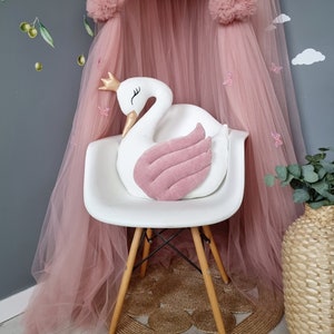 Prinzessin Kissen Schwan, Dekokissen, erröten mit Gold oder Silber, Kissen Babyparty Geschenk. Babyzimmer-Dekoration, Biege-Kinderzimmer-Dekoration, Kinderbett