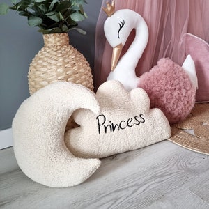 Personalized pillow set - custom pillows with embroidered name, optional leaf play mat, personalized baby gift teddy sherpa pillows playroom