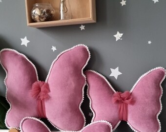Butterfly pillow dry rose. Baby nursery decor Kids room decor. Baby shower gift  Pregnancy gift. Pillow for Baby girl Decorative Baby Pillow