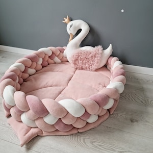 Monstera Blatt Spielmatte blush - Stoffteppich, Bäuchlein, Spieldecke, Spielzimmer Deko, Baby Shower Geschenk, Kinderzimmer Boden, Kinderaktivität Junge Mädchen