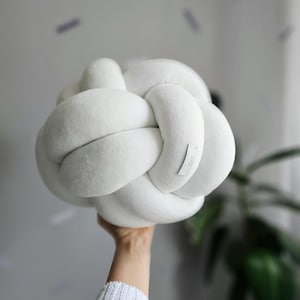 Round knot pillow. Housewarming gift new home. White and more colors.