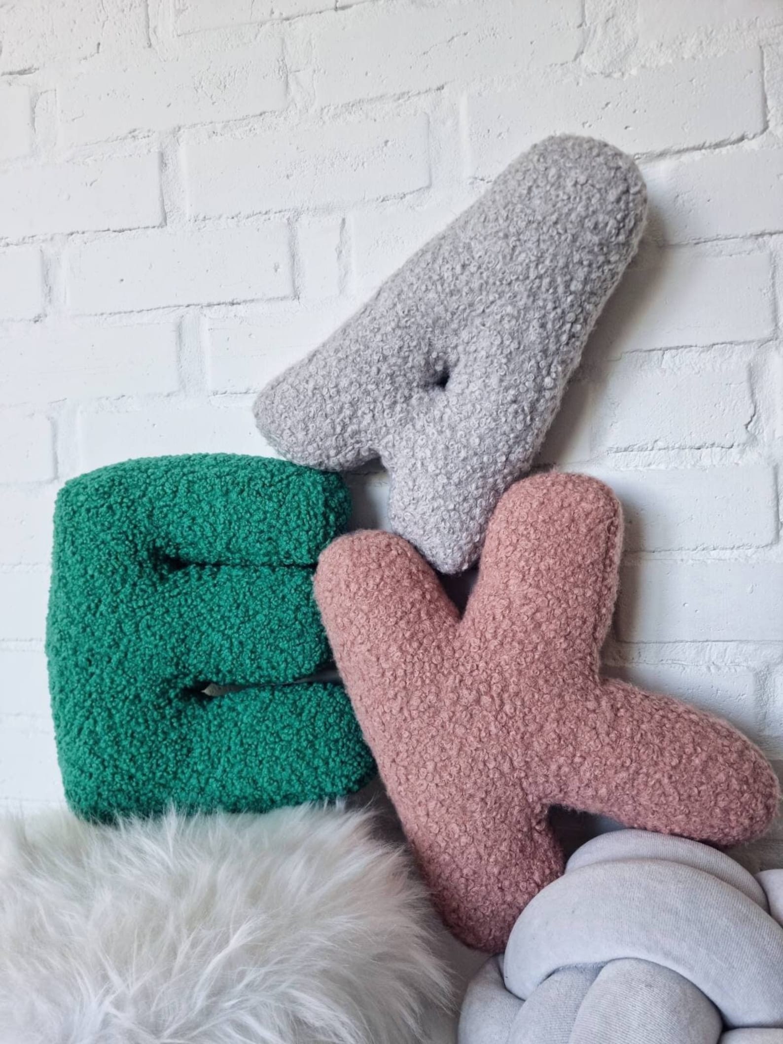 Boucle Alphabet Pillow Custom Letter Personalized Kids Etsy