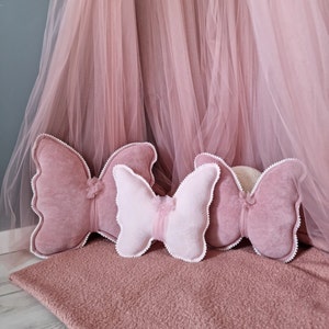 Butterfly pillow light pink. Baby nursery decor. Kids room decor. Baby shower Pregnancy gift. Princess Baby girl. Decorative Baby playhouse