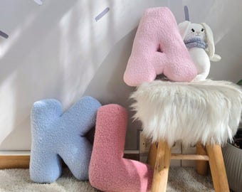Personalized Letter Pillow. Monogrammed pillow. Alphabet kids pillow. Initial pillow.  Light Pink and Blue Nursery decor. Baby shower gift