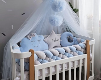Crib canopy (no pillows, no bumpers), bed canopy curtains, Boy nursery decor decor, baby room decor blue