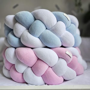 Braided pillow knot. Floor pillow draft stopper. Decorative knot pillow for sofa. Noise blush protector nursery.