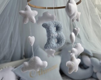 Personalized Baby Mobile. Blue Letter Mobile. Nursery Decor. Baby Shower Gift for Newborn. Crib Decor. Baby room decor. Hand made