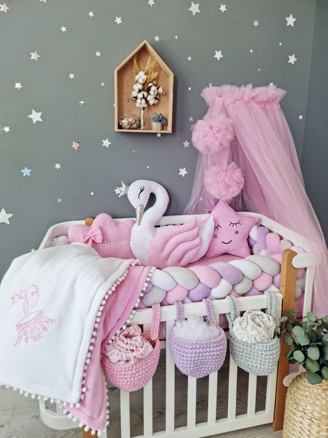 Pink Bed Canopy, Hanging Ceiling Canopy Baldachin Play Princess Girls Canopy Curtains Princess