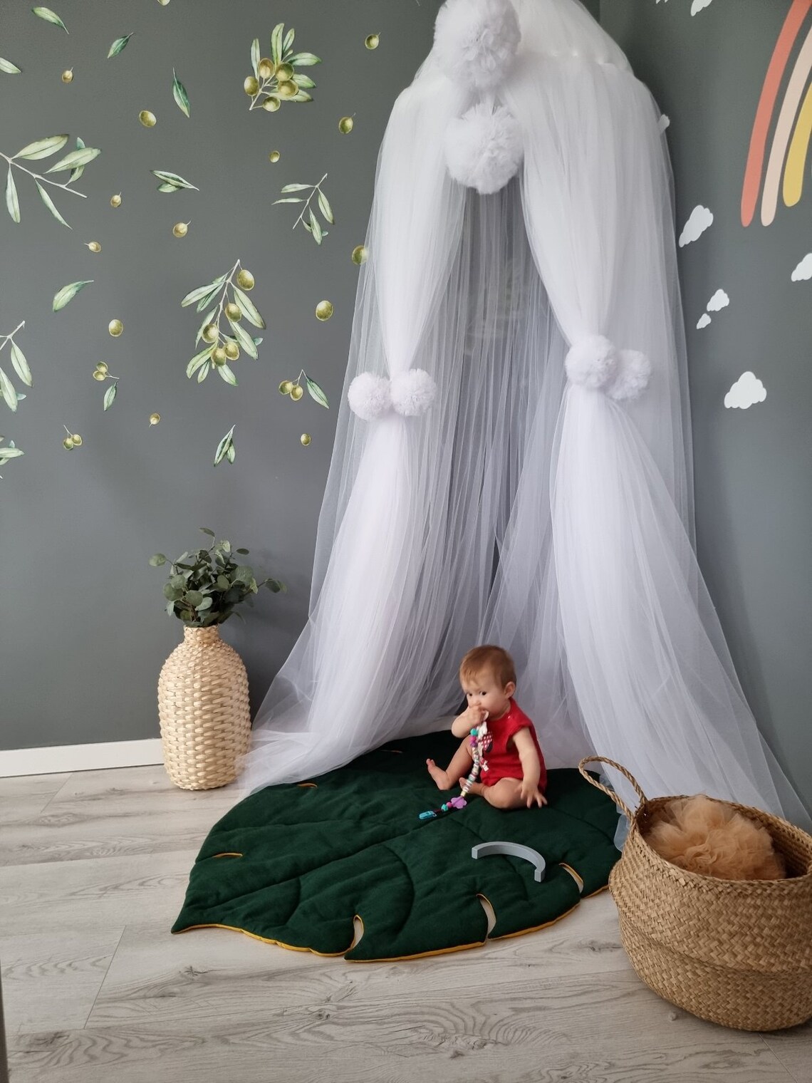 White Bed Canopy Hanging Ceiling Canopy Baldachin Play Etsy