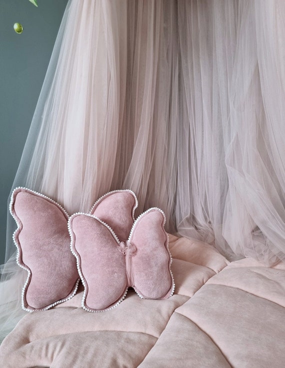 Butterfly pillow blush rose. Baby nursery decor. Kids room decor. Baby shower Pregnancy gift. Princess room pillow Decorative playroom