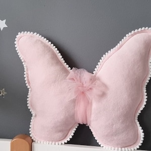 Butterfly pillow light pink. Baby nursery decor. Kids room decor. Baby shower gift. Pregnancy gift. Pillow for Baby girl. Decorative Baby