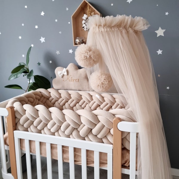 Auvent de lit beige, auvent de plafond suspendu, salle de jeux à baldaquin, rideaux à baldaquin princesse filles, tente de lit de bébé princesse décor de chambre de bébé garçon fille