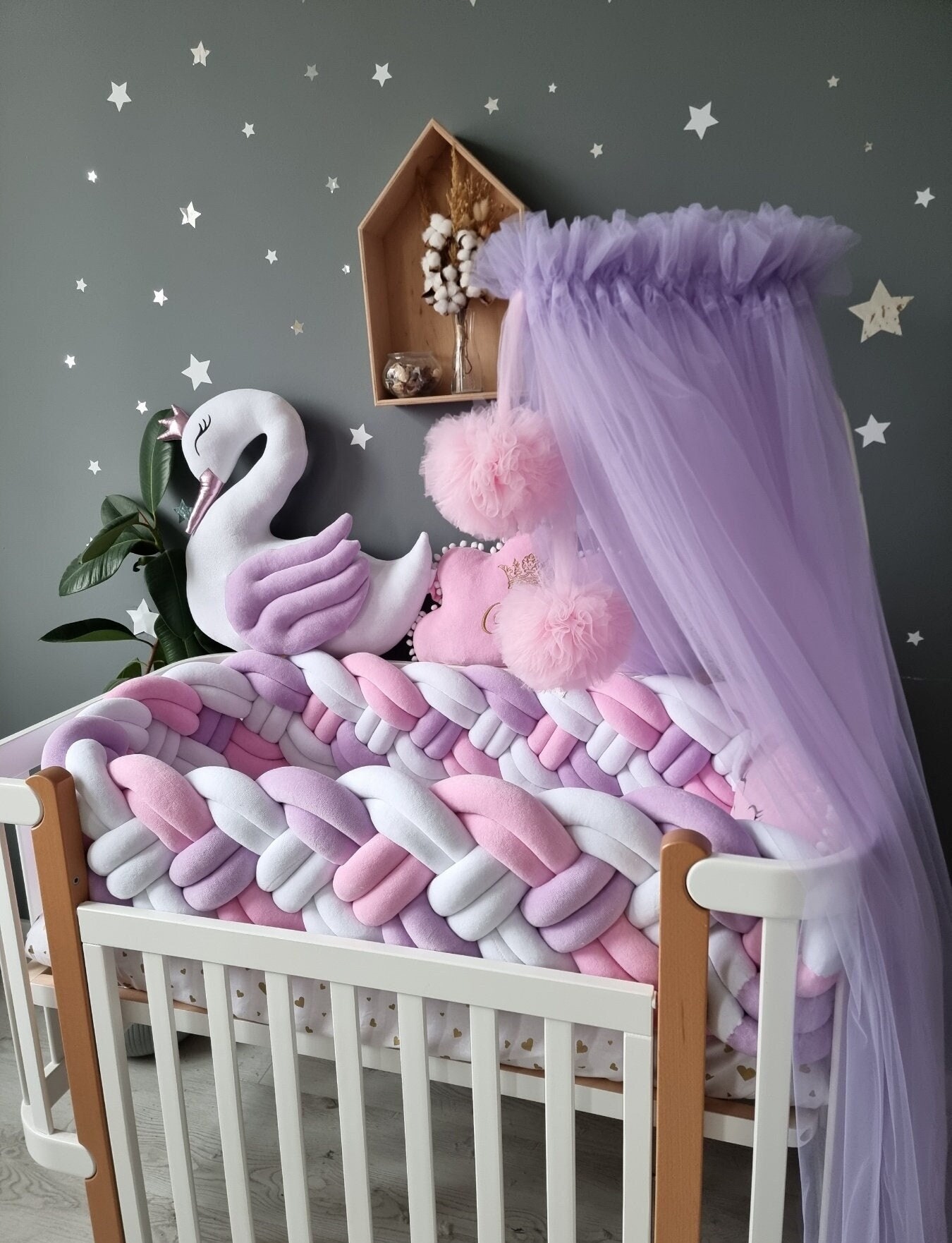 Purple crib bumper sales