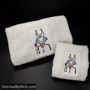 Maleficent from Sleeping Beauty -  Embroidered Fan Art Bath & Hand Towels
