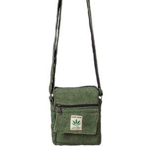 Petit sac à bandoulière en chanvre Vert, petit sac en chanvre pur, sac à main en chanvre