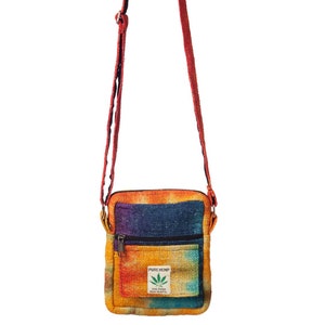 Petit sac à main 100 % chanvre, Sac bandoulière tye-dye, Bandoulière fine réglable, Sac végétalien