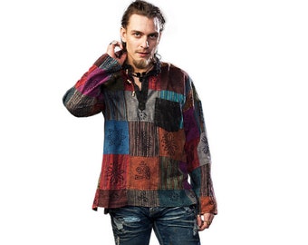 Multicoloured Patchwork shirt, Pull over shirt