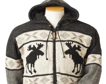 Wool Moose Jacket, Wool coat, cardigan, Fleece lined, wool sweater, hoodie, Fleece Lined