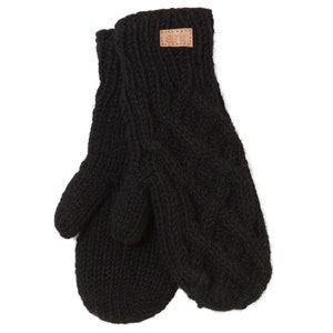 Schwarze Wolle Handschuhe, grobstrick, Handschuhe für Frauen, warme Fleece Handschuhe, Wolle, handgestrickt, Fleece gefüttert gemütlich,