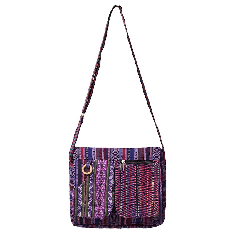 Bohemian Purple Pattern Print Leather Tote Bag main image 0