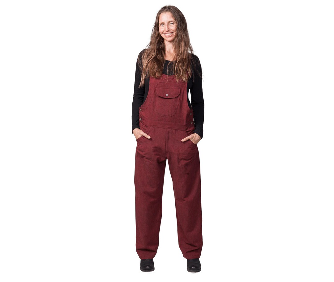 Burgundy Overalls, Casual Outfit, 100 Cotton, Relaxed Fit Etsy