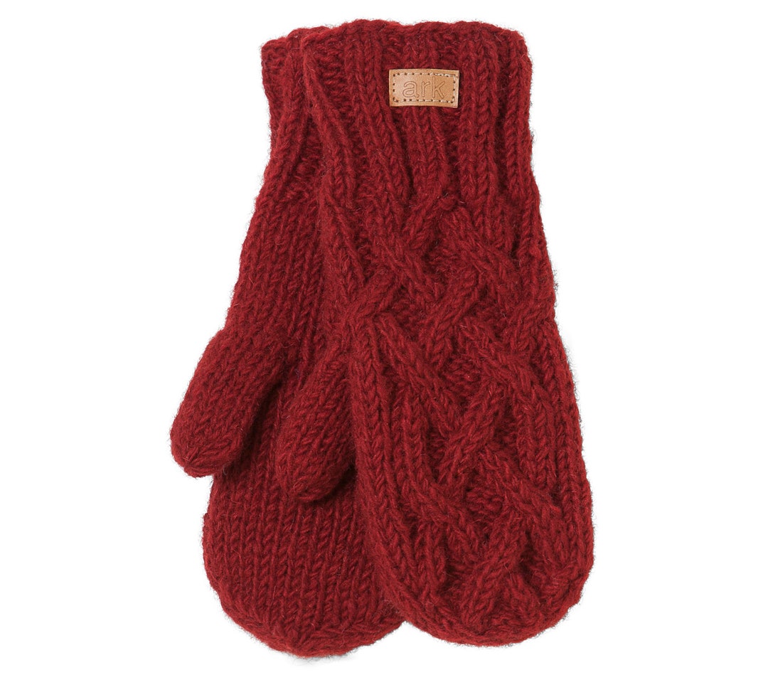 Womens Mittens, Warm Fleece Mitts, Wool, Hand Knit, Fleece Lined Cozy