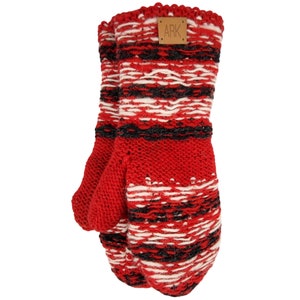 Thick red Wool Mittens, funky mittens, hand knit mitts, gloves, Fleece Lined,