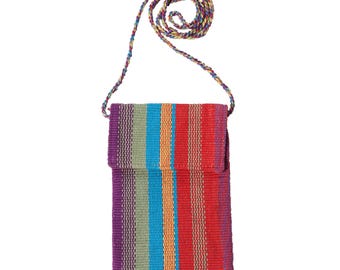 Cotton Striped Crossbody Bag, Rainbow Colour for Everyday Carry