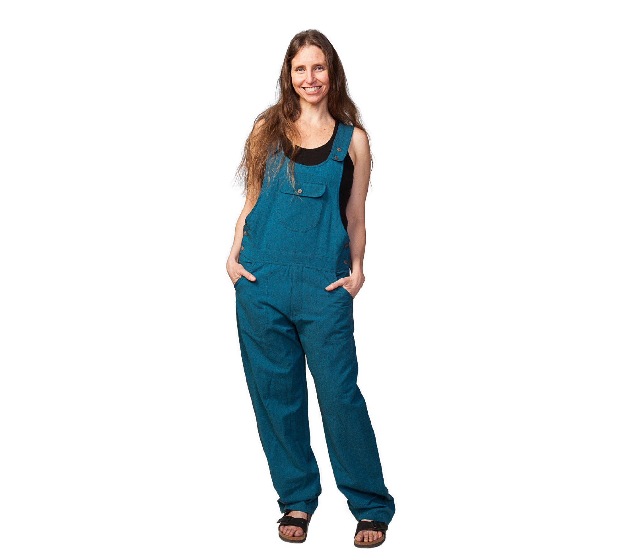 turquoise coveralls