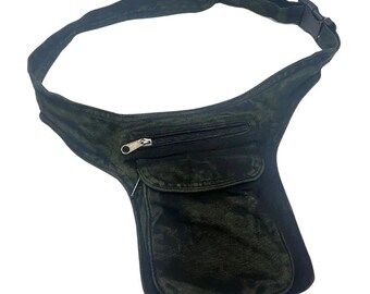 Green Cotton Fanny Pack, Simple Style with Comfy Adjustable Strap