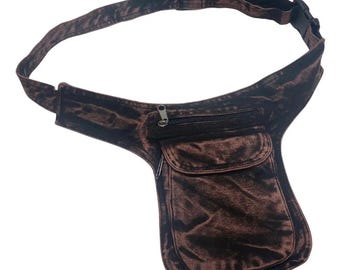 Brown Cotton Fanny Pack, Simple Style with Comfy Adjustable Strap