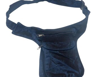 Blue Cotton Fanny Pack, Simple Style with Comfy Adjustable Strap