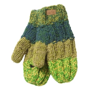 Green Mittens, Mittens for women, Warm Fleece mitts, Texting mittens, wool, hand knit, fleece lined Cozy, green