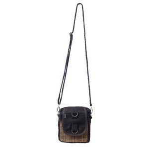Mini sac à main en chanvre, motif arc-en-ciel génial sur le devant, petit sac à bandoulière noir