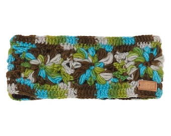 Green Wool Knit Headband, Funky Colour and Cozy Fleece Lining