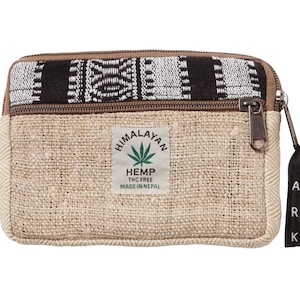 Boho Change Purse, Hemp/Cotton Blend Zip Pouch, Funky Hippy Design