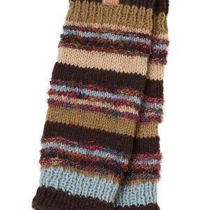 Wool Leg Warmers, Funky Knit Pattern, Fleece Lining