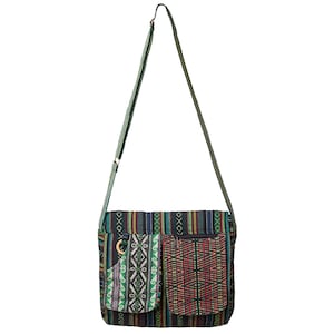 Green Hippy Shoulder Bag, 100% Cotton, Messenger Bag