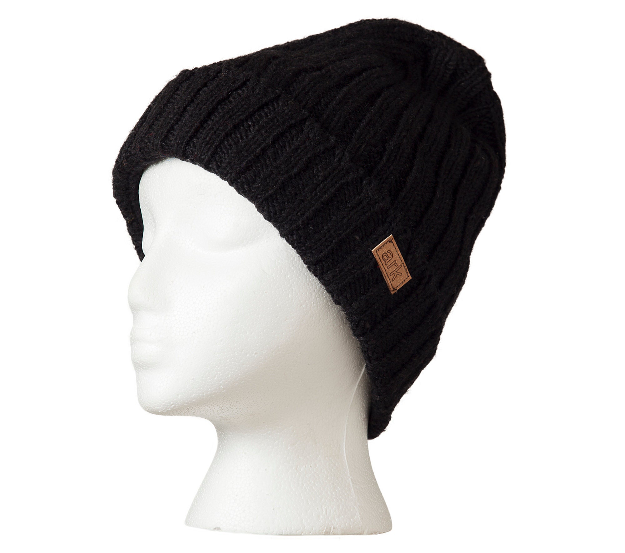 Black Wool Beanie Thick Wool Beanie 