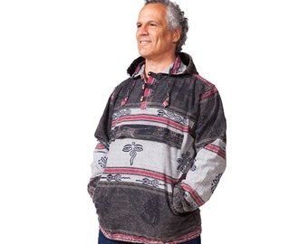 Hippy Design Pullover, Schwarz und Rot Gestreifter Pullover, 100% Baumwolle