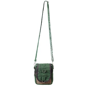 Porte-monnaie vert, sac bohème en chanvre, cadeau pour elle, porte-clés