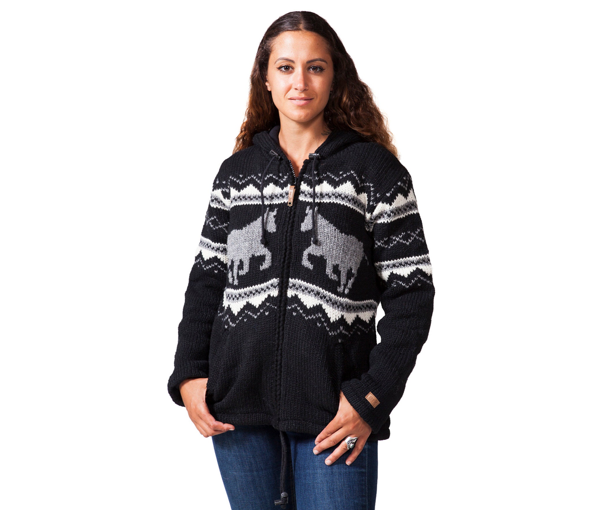 Horse Coat Wool Jacket Wool Sweater Cardigan Coat Hoodie | Etsy