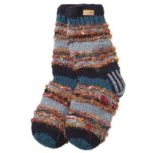 Crazy Wool Socks, Multi-Color House Shoes, Fleece Lining, Winter Gift