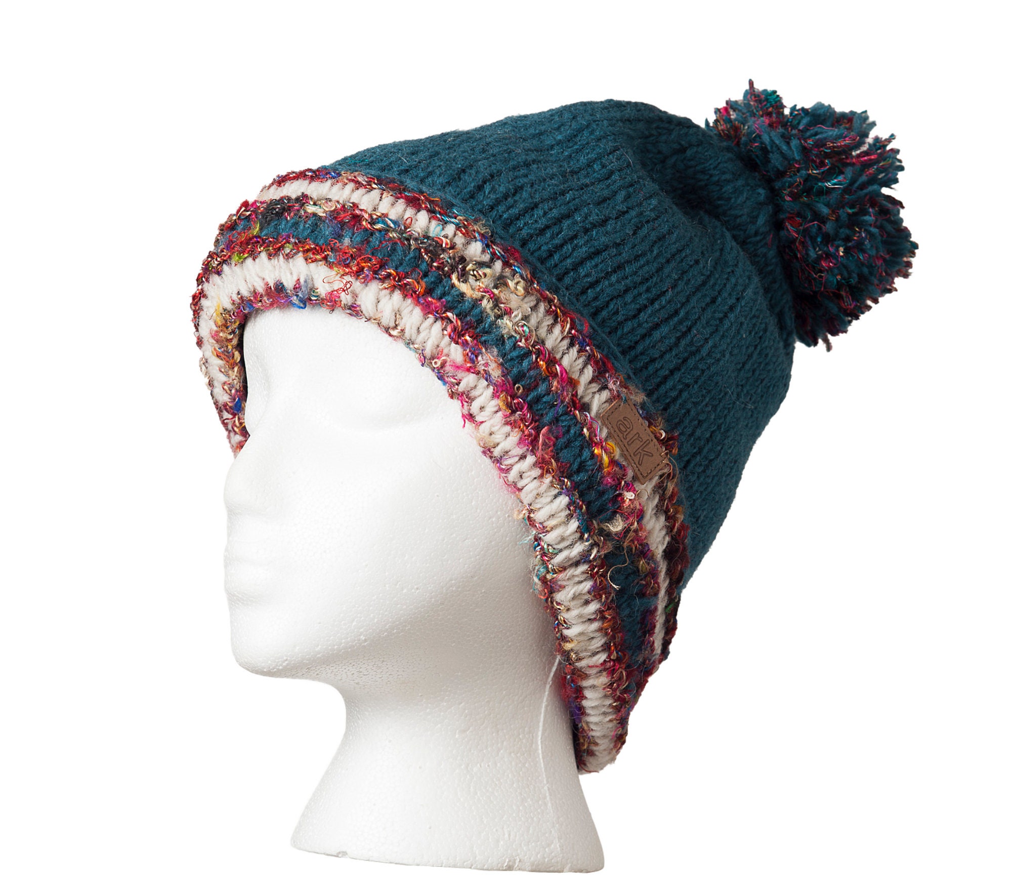 Pom Pom Hat, Teal Beanie, Pom Pom Beanie, Thick Wool Beanie 