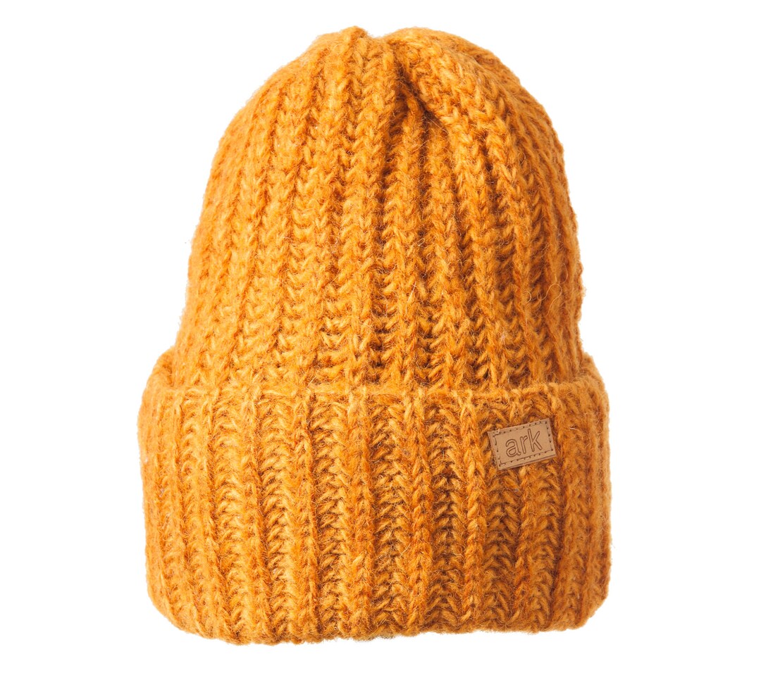 Yellow Beanie, Thick Wool Beanie, Yellow Toque, Fleece Inside, Wool