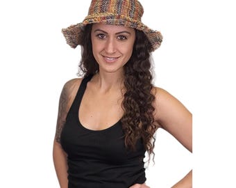 Rainbow Hemp Fringed Sun Hat, Airy Weave and Fun Shapeable Brim